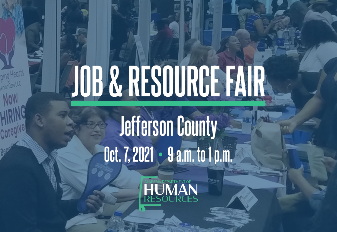 Job & Resource Fair, Jefferson County, Oct. 7, 2021, 9 a.m. to 1 p.m., Alabama Department of Human Resources